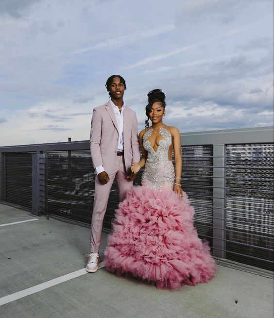 Beautiful Pink Beaded Mermaid Prom Dress Long Evening Dress Secondary image