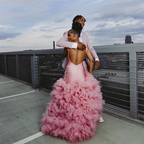 Beautiful Pink Beaded Mermaid Prom Dress Long Evening Dress