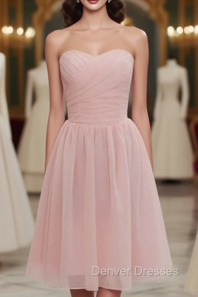 Charming Handmade Short Simple Pink Bridesmaid Dress Pink Bridesmaid Dreses Main image