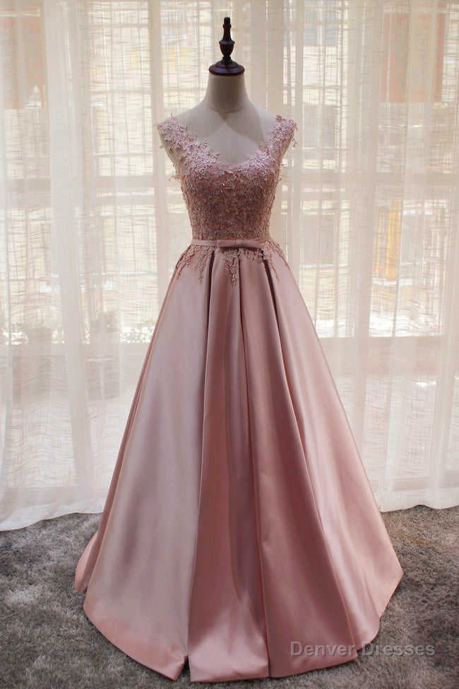 Charming Pink Satin Long Formal Gown, Prom Dress , Lovely Satin Party Dress Secondary image