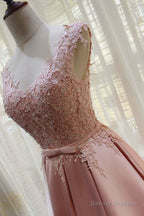 Charming Pink Satin Long Formal Gown, Prom Dress , Lovely Satin Party Dress