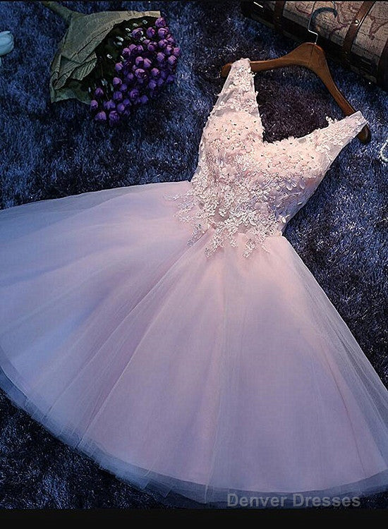 Charming Pink V-Neckline Short Party Dress, Cute Graduation Party Dress Main image