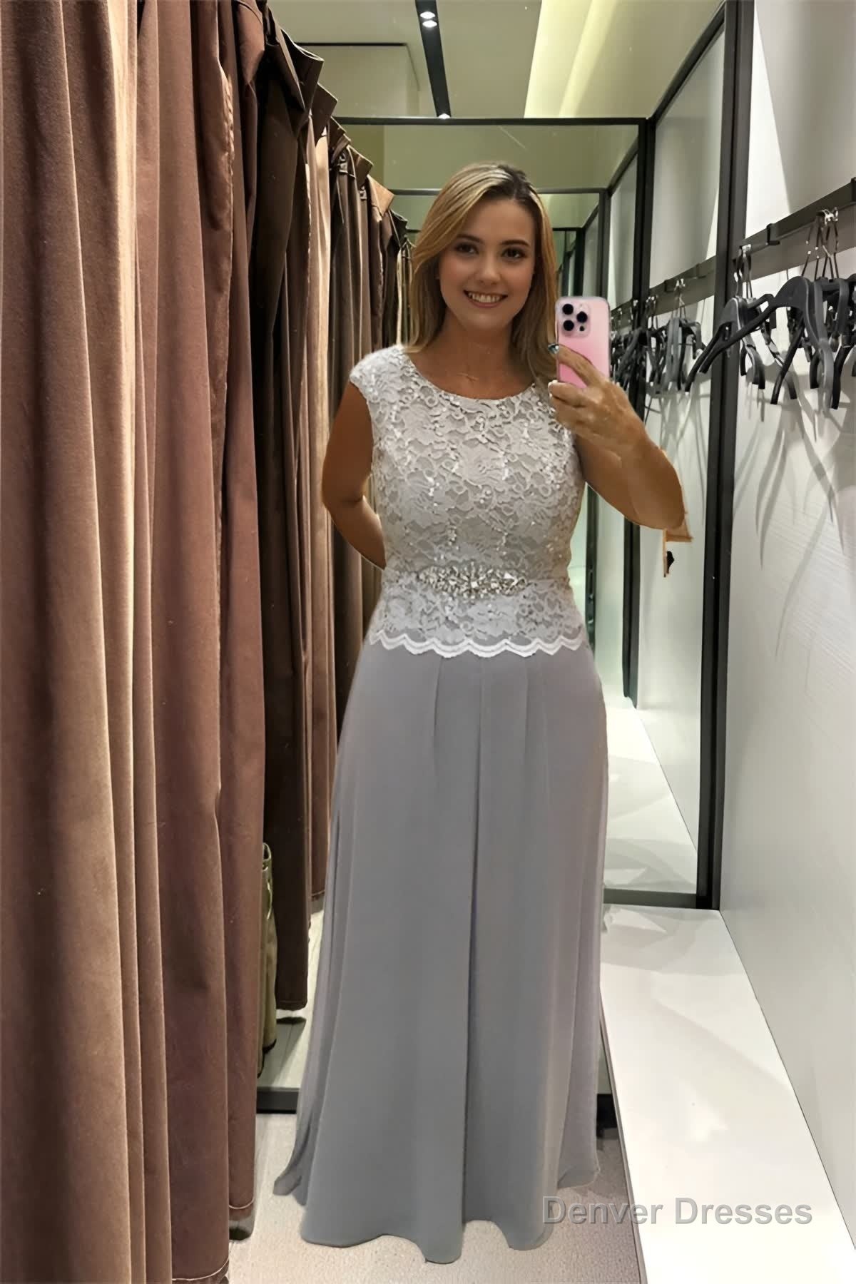 Charming Prom Dress Sleeveless Lace Chiffon Mother of the Bride Dresses Main image