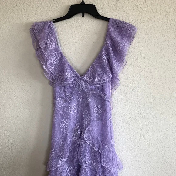 Lilac Long Prom Dress Layed Lace Evening Dress