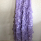 Lilac Long Prom Dress Layed Lace Evening Dress
