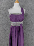 Charming Purple One-Shoulder Square Neck Rhinestone Beaded Chiffon Long Prom Dress Evening Dress