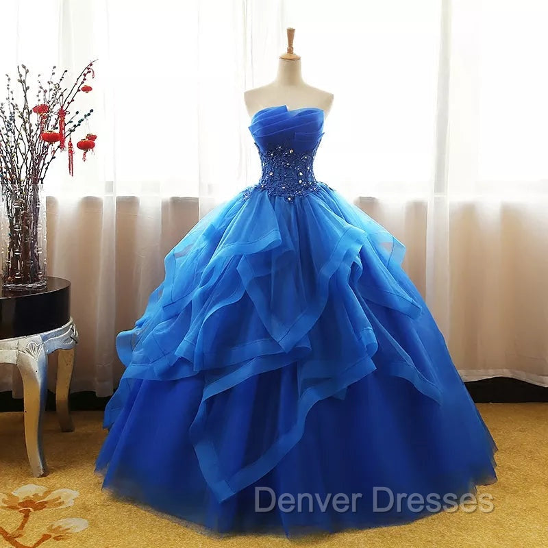 Charming Royal Blue Tulle Prom Gown , Sweet Party Dress Secondary image