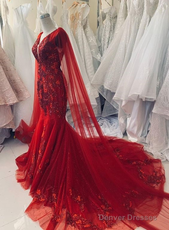 Charming Sexy A Line Prom Dress Unique Red Vintage Wedding Dress Main image