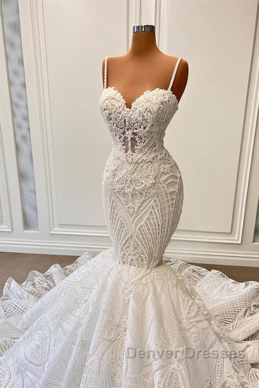 Charming Sleeveless Spaghetti Straps Mermaid Wedding Dress with Ruffles Secondary image
