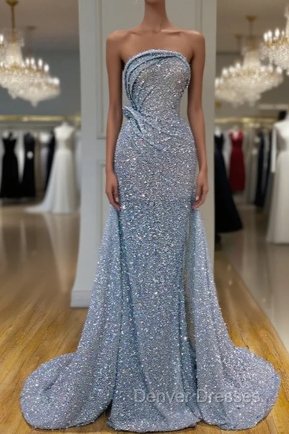 Charming Starpless Sequins Beads Long Prom Dress Overskirt Main image