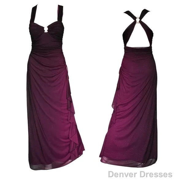 Charming Straps Ombre Grape Backless Long Chiffon Prom Dress Evening Dress Secondary image