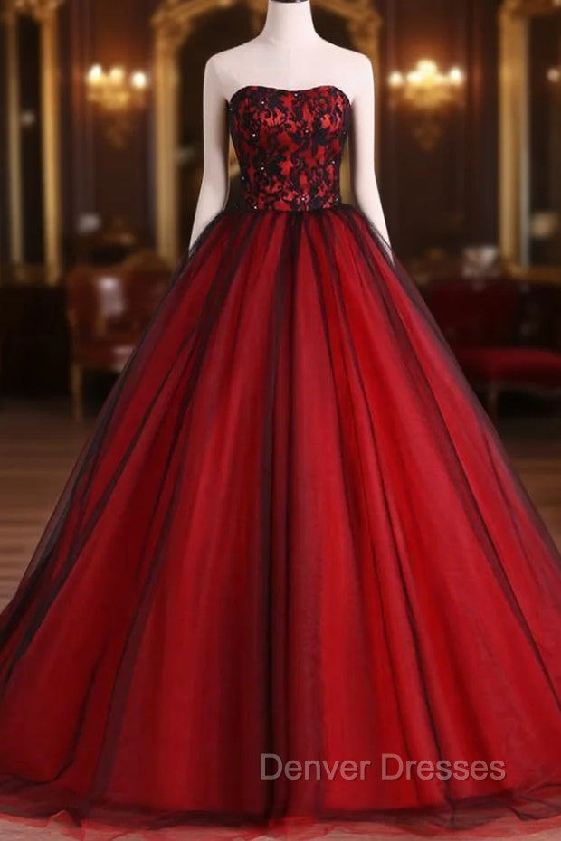Charming Sweetheart Red and Black Gown, Sweet 16 Dress, Formal Dress Secondary image