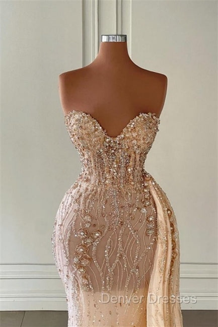 Charming Sweetheart Sleeveless Mermaid Prom Dress With Beads Long Secondary image
