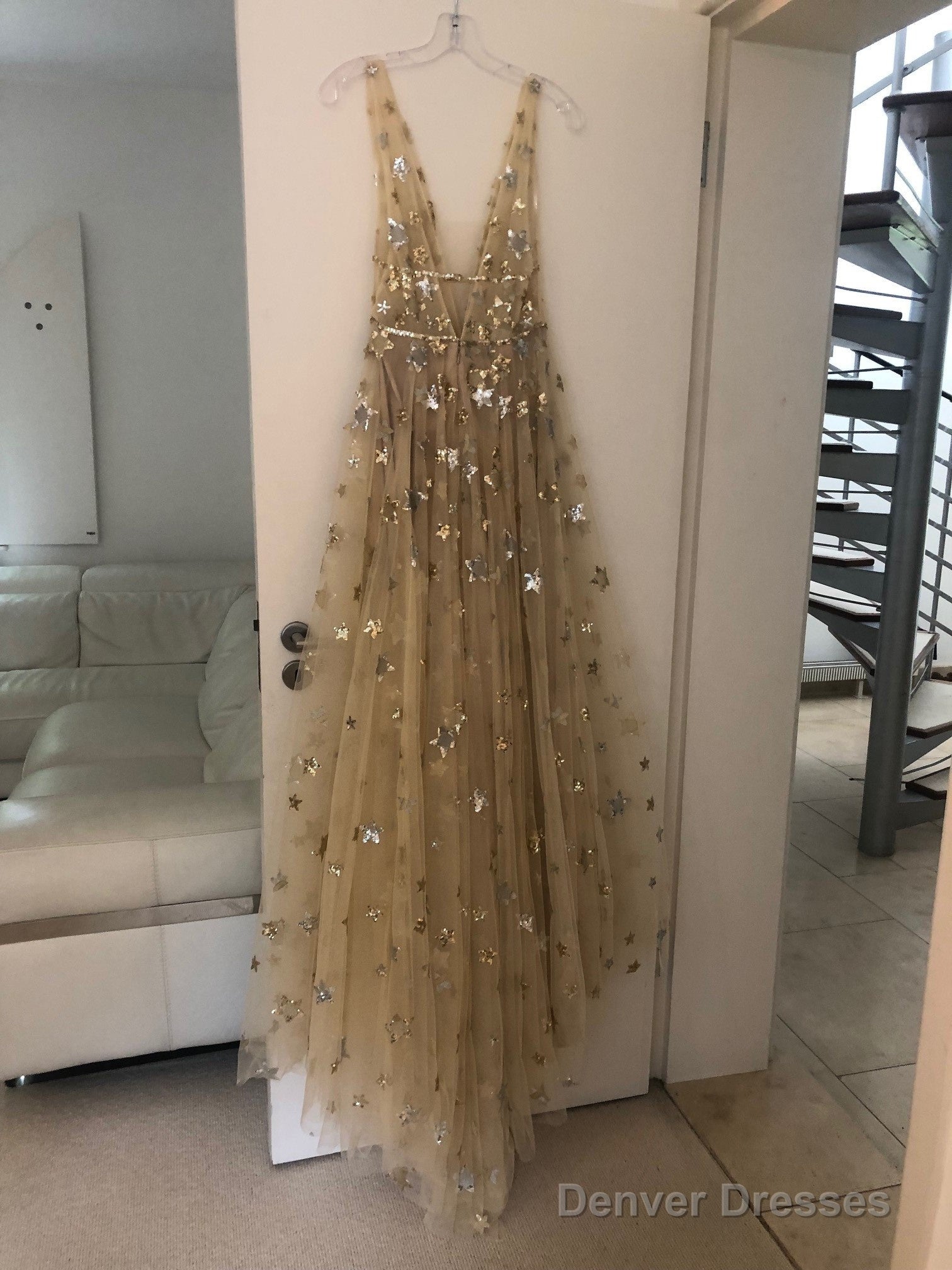 Charming V-Neck Floral Long Prom Dress, Evening Dress