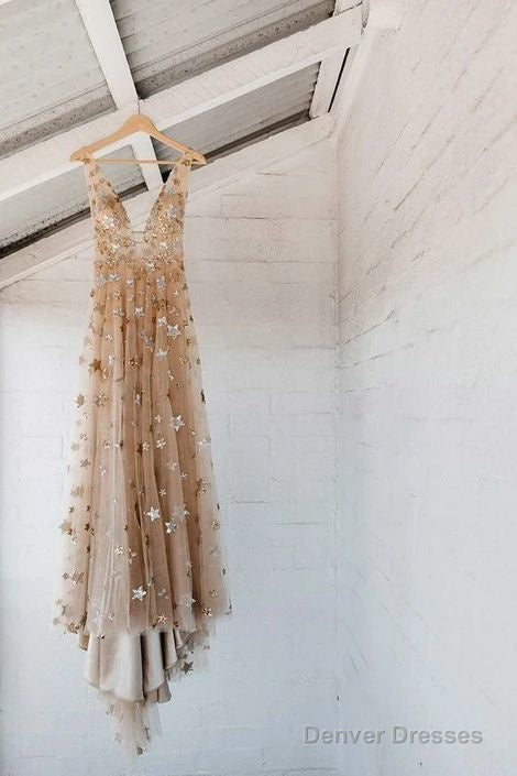 Charming V-Neck Floral Long Prom Dress, Evening Dress Main image