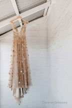 Charming V-Neck Floral Long Prom Dress, Evening Dress