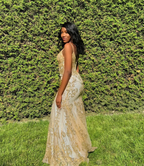 Charming V Neck Lace Mermaid Prom Dress Long Evening Dress