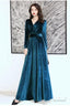 Charming Velvet V-Neckline Simple Long Bridesmaid Dress, Long Sleeves A-Line Party Dress