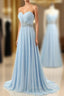 Cheap Blue Sweetheart Chiffon With Crystal Bridesmaid Dress