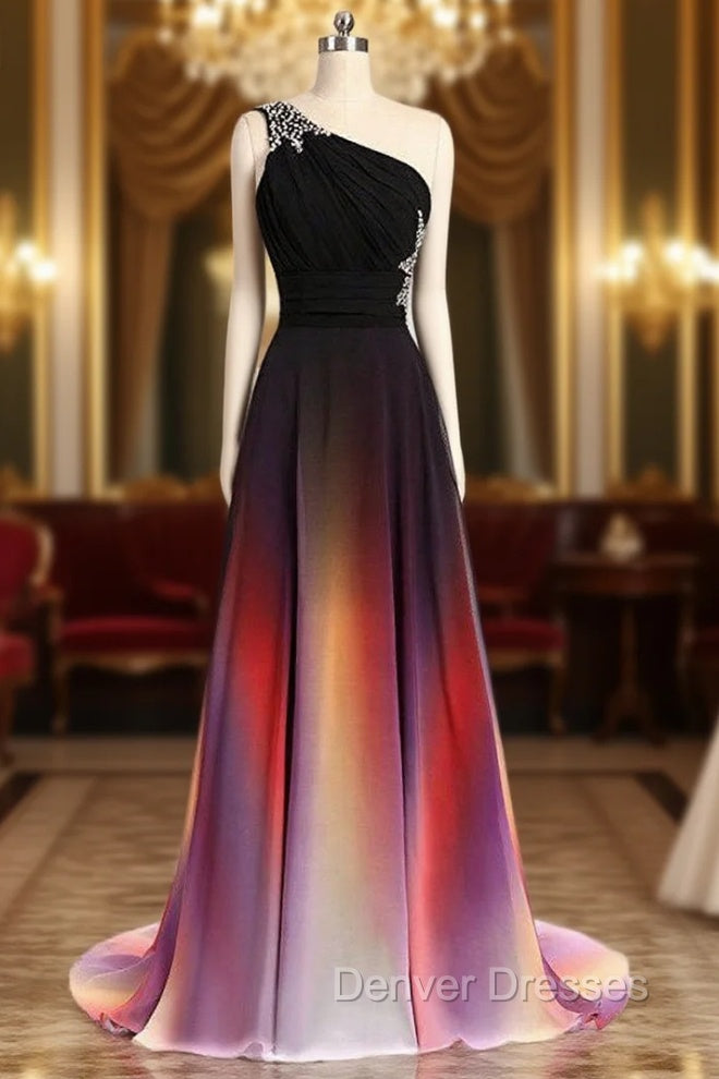 Cheap Chiffon One Shoulder Pleats Beading Bridesmaid Dress Main image