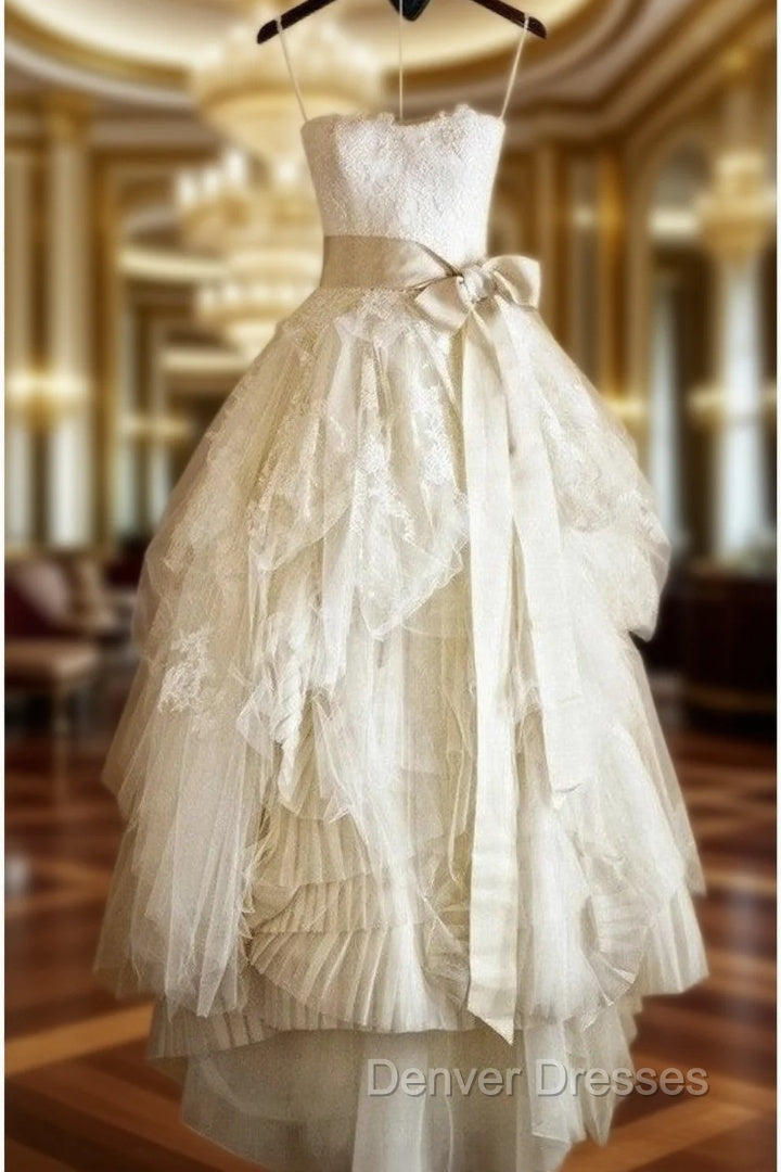 Cheap Ivory Lace Ball Gown Wedding Dress, Wedding Prom Gowns, Bridal Dress, Bridal Gowns Main image