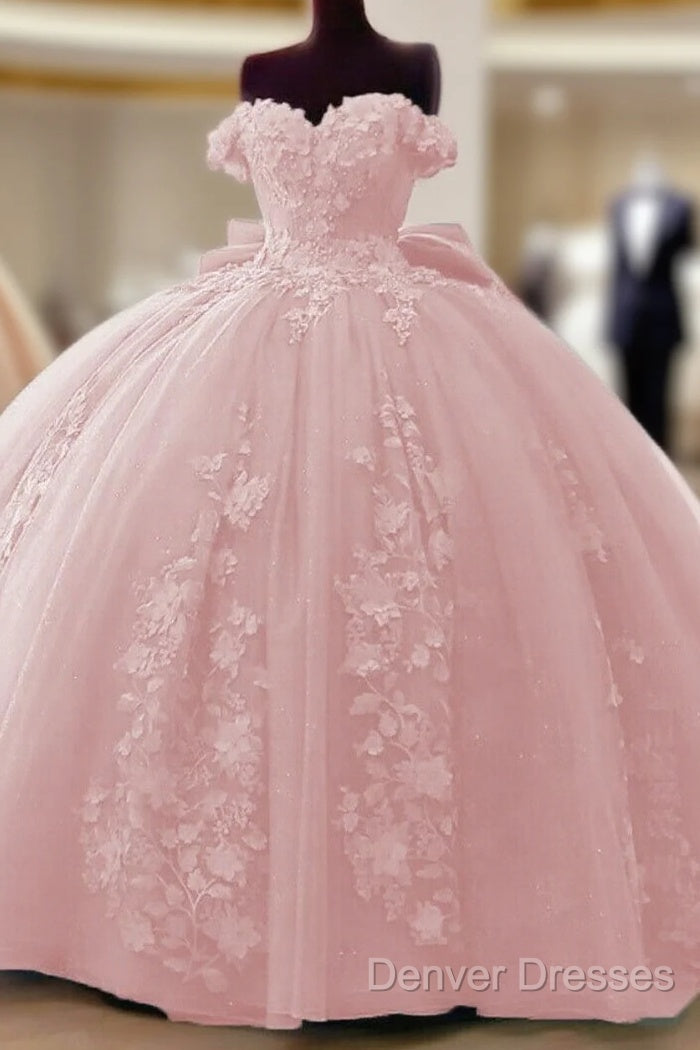 Cheap Pink Quinceanera Dress Applique Off Shoulder Sweet 16 Ball Gowns Main image