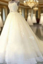 Cheap Popular Stunning Ivory Lace Top A-Line Wedding Dress, Bridal Gown,