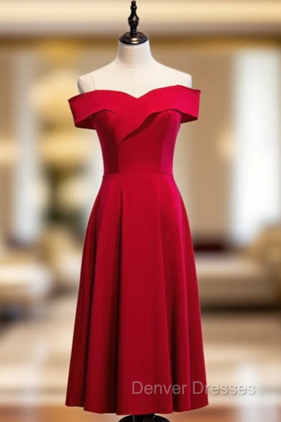 Cheap Satin Burgundy Sleeveless Short Prom Dress Main image
