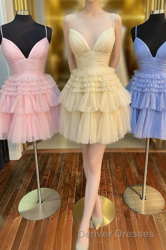 Multi-Tiered V-Neck Backless A-Line Short Party Dress Main image