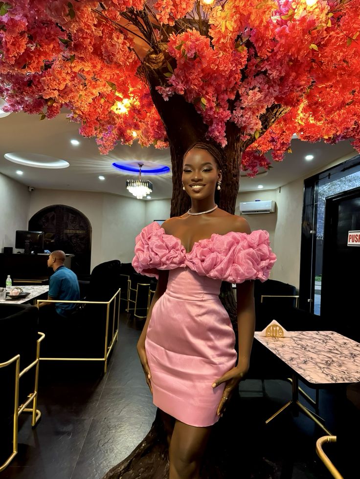 Chic 3D Lace Collar Pink Satin Hip-Hugging 17Th Birthday Homecoming Dress Secondary image