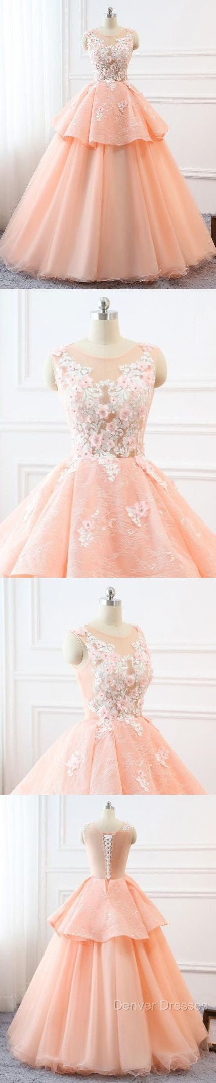 Chic A-Line Scoop Long Prom Dress Lace Prom Dress Ball Gowns Evening Dress