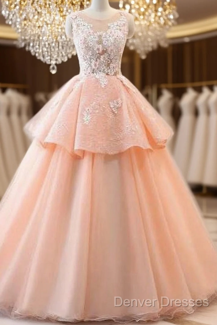Chic A-Line Scoop Long Prom Dress Lace Prom Dress Ball Gowns Evening Dress Main image
