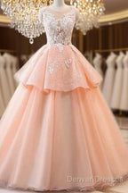 Chic A-Line Scoop Long Prom Dress Lace Prom Dress Ball Gowns Evening Dress