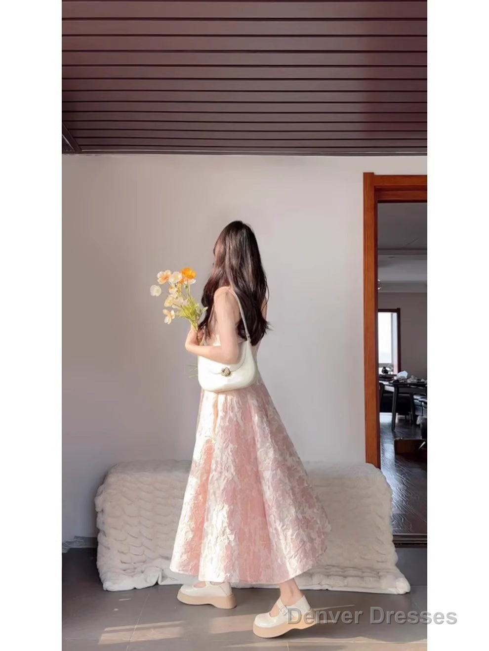 Chic A Line Spaghetti Straps Pink Satin Ankle Length Prom Dresses Birthday Outfits
