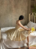 Chic Ball Gown Spaghetti Straps Champagne Homecoming Dresses Birthday Dress Birthday Outfits