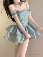 Chic Ball Gown Spaghetti Straps Green Satin Party Dress Birthday Dresses Birthday Outfits