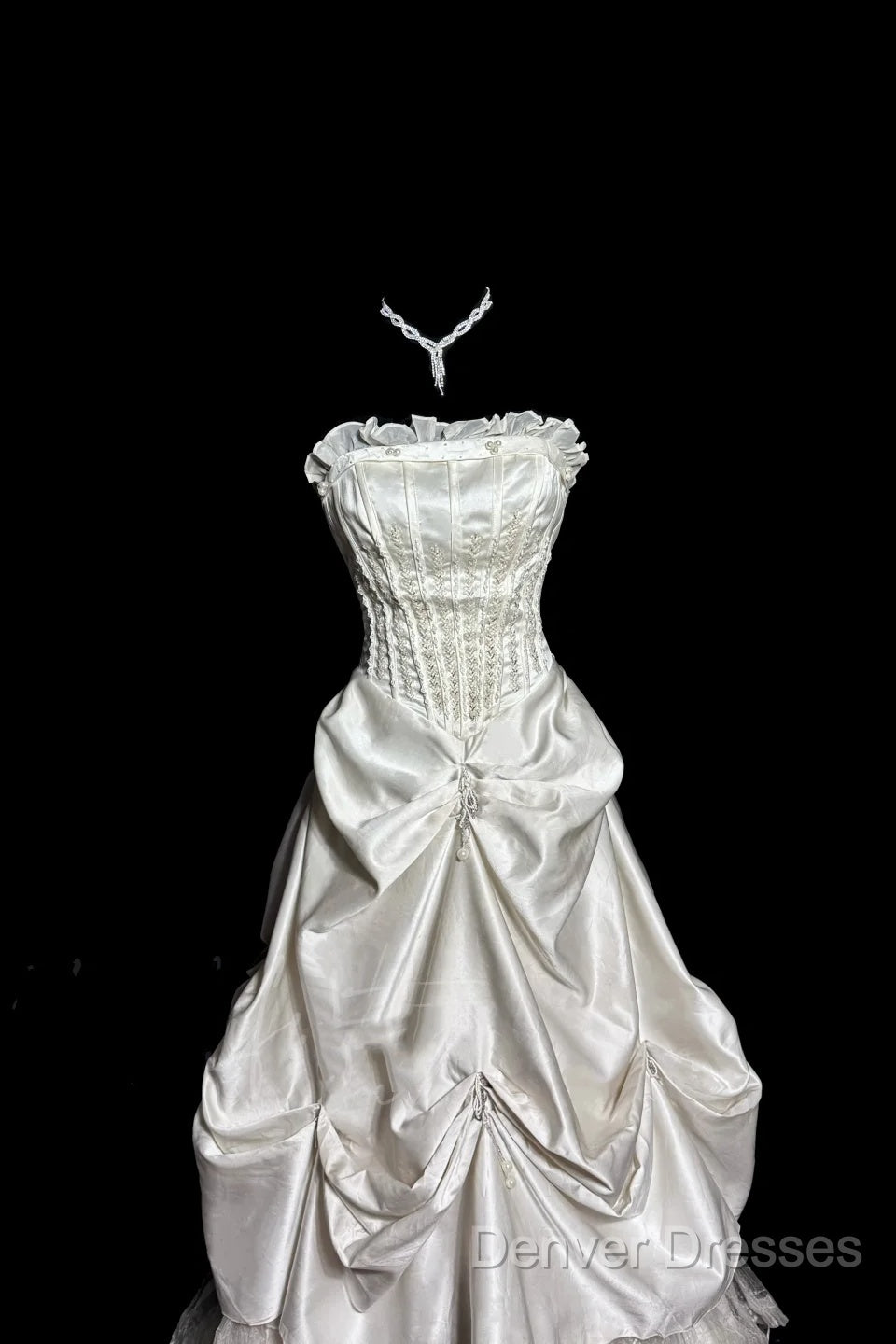 Chic Ball Gown Strapless Taffeta Ivory Long Wedding Dress Bridal Dress Secondary image