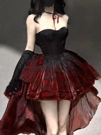 Chic Ball Gown Sweetheart Burgundy Organza Prom Dress Birthday Dress Birthday Outfits