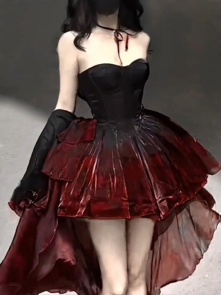 Chic Ball Gown Sweetheart Burgundy Organza Prom Dress Birthday Dress Birthday Outfits