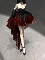 Chic Ball Gown Sweetheart Burgundy Organza Prom Dress Birthday Dress Birthday Outfits