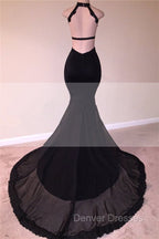 Chic Black Open Back Lace Prom Dress Sleeveless See Through Tulle Evening Gown