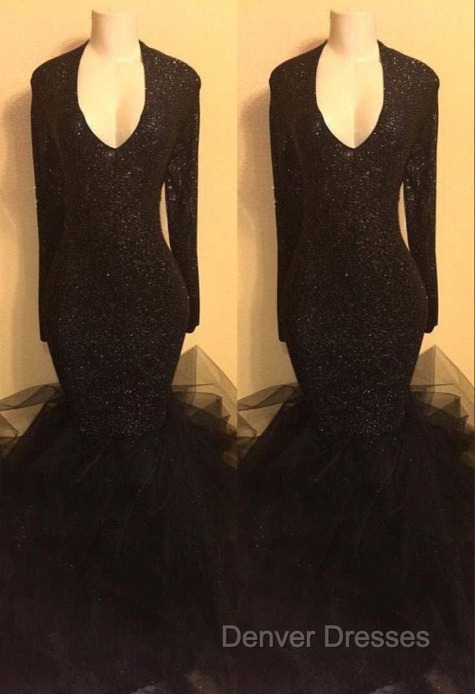Chic black sequins prom dress, ruffles evening dress Secondary image