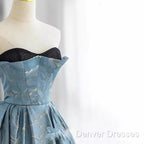 Chic Blue Strapless Long Prom Dress Fairy Evening Dress