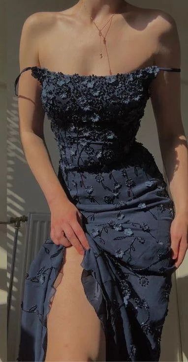 Chic Bodycon Spaghetti Straps 3D Applique Long Prom Dress Secondary image