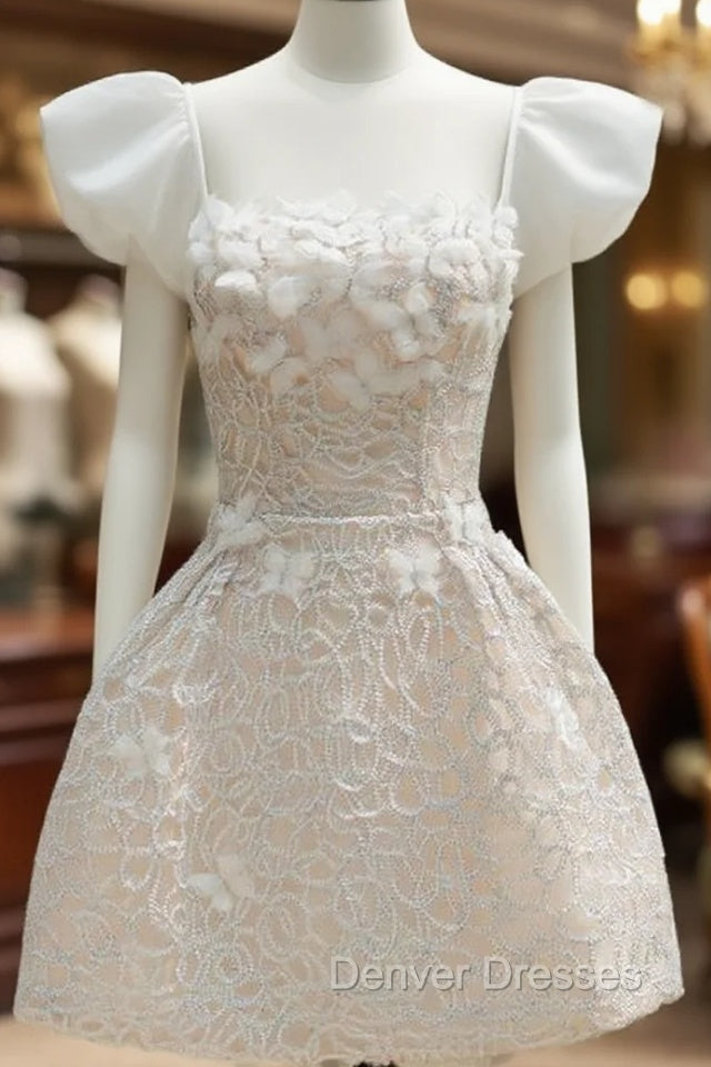 Chic Glitter A-Line Beaded Short Homecoming Dress 18Th Birthday Outfits Main image