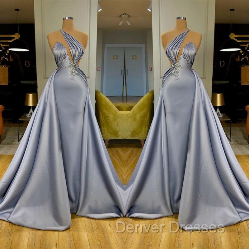 Chic Halter Beadings Long Evening Dress With Detachable Skirt