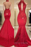 Chic Halter Mermaid Prom Party GownsLong With Lace Appliques
