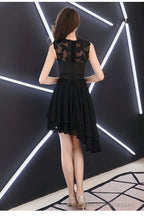 Chic High Low Chiffon And Satin Lace Party Dress, High Low Homecoming Dress Prom Dress