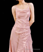 Chic High Low Spaghetti Straps Pink Knee Length Prom Dresses Birthday Outfits