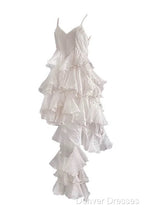 Chic High Low Spaghetti Straps Prom Dress Birthday Dress With Ruffles